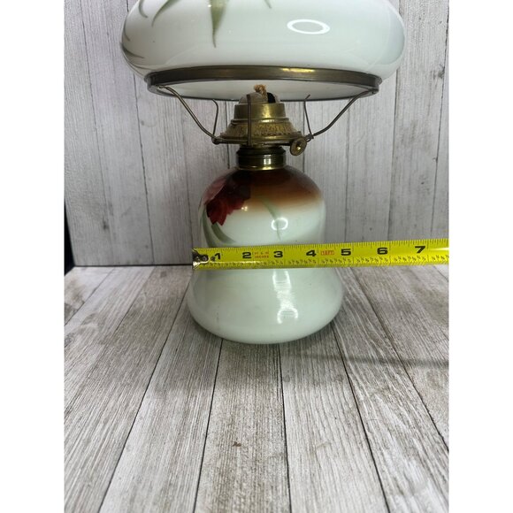 Vtg Victorian Hurricane Oil Lamp Painted Floral Design 13" Tall Decor Use - Picture 9 of 14